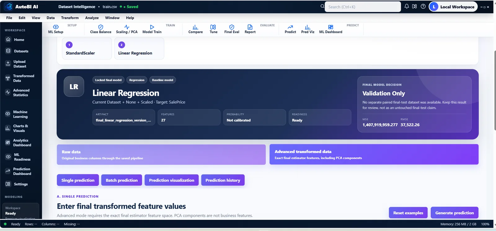 AutoBI prediction workspace